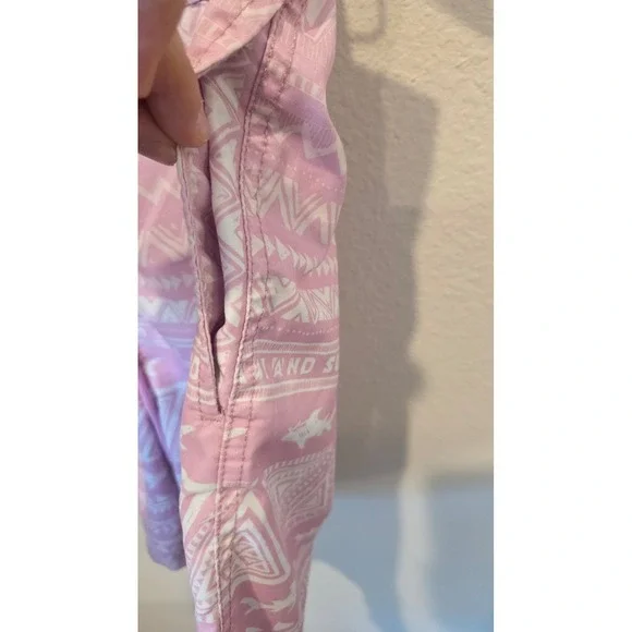 MAUI AND SONS Mens Swim Trunks Shorts Pink Geometric  Print Elastic Waist Large - Picture 7 of 9